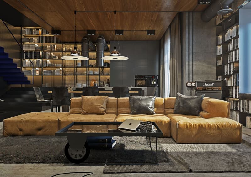 industrial inspired living room