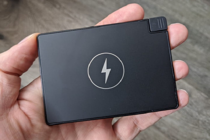 photo of pocket sized portable phone battery in hand
