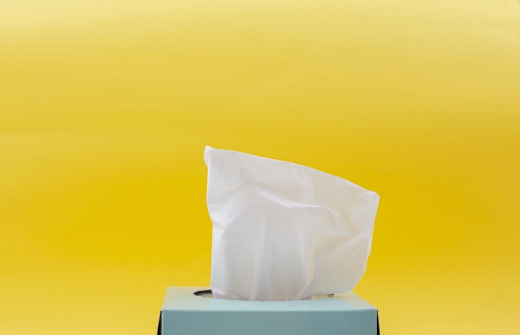 picture of a tissues with yellow background 