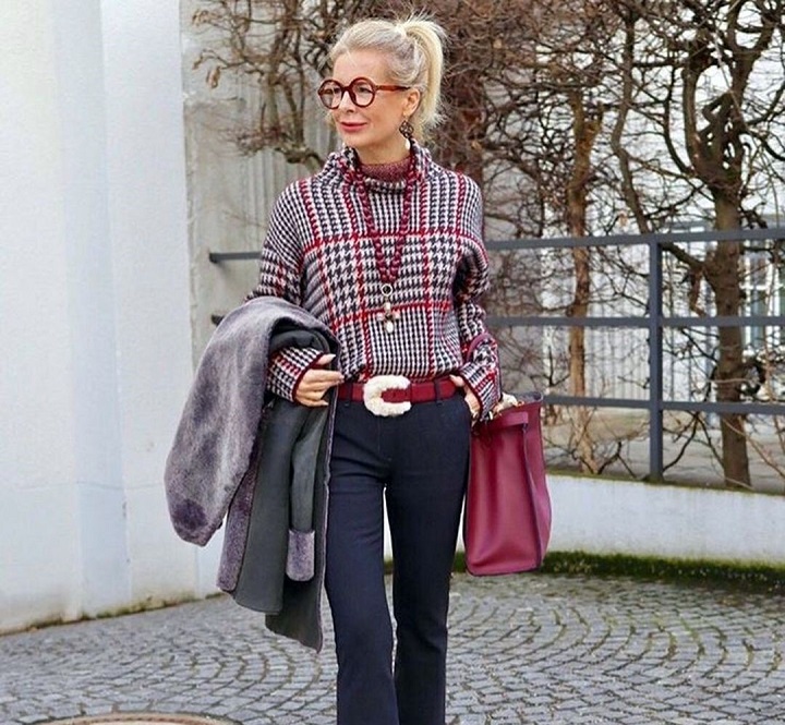 fashionable woman in her late 50s 