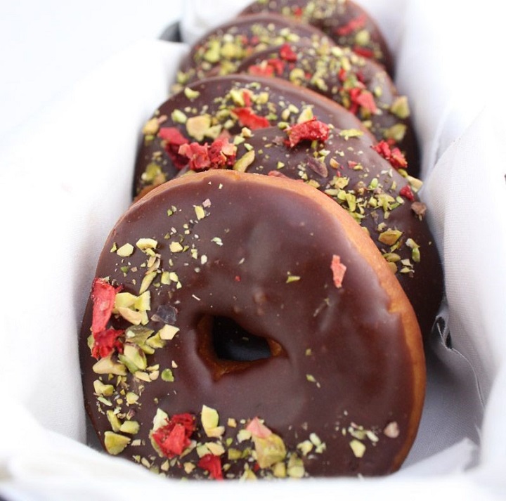 chocolate donuts with toppings 