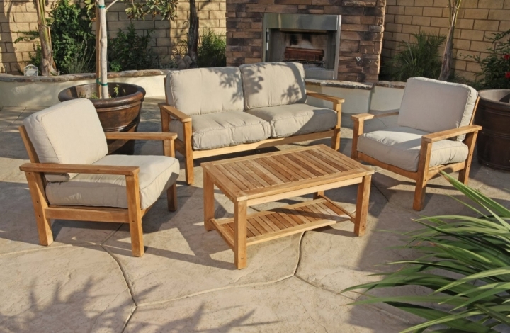 teak outdoor furniture and armchairs