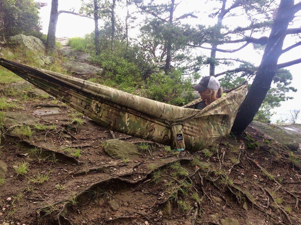 Woman laying in her right size hammock.
