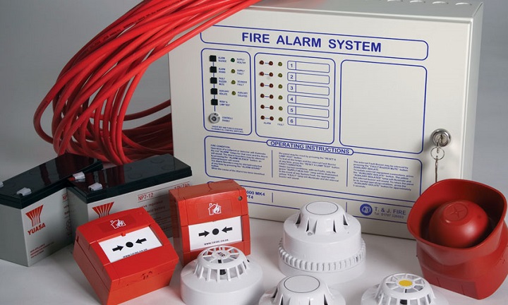 close-up of fire alarm system