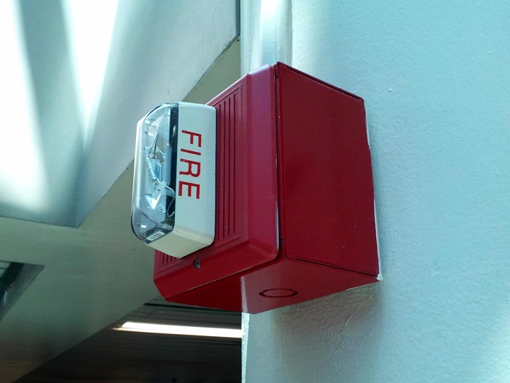 Close-up of fire alarm system